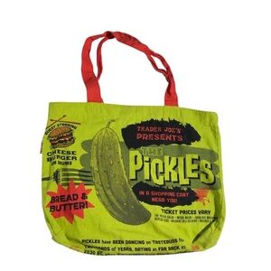 Trader Joe’s Pickle Tote Reusable Canvas Green Red NWOT